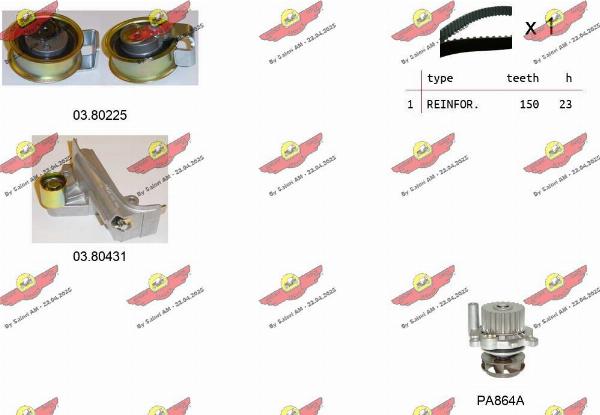 Autokit 04.5244PA - Водяний насос + комплект зубчатого ременя autocars.com.ua