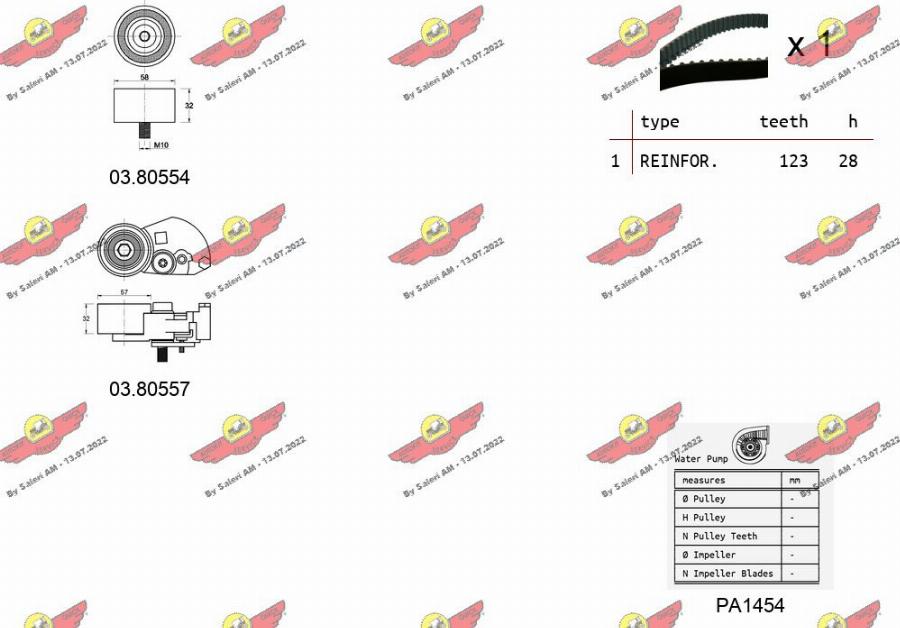 Autokit 04.5259PA2 - Водяний насос + комплект зубчатого ременя autocars.com.ua