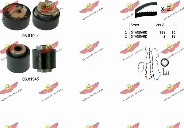 Autokit 04.5502 - Комплект ременя ГРМ autocars.com.ua