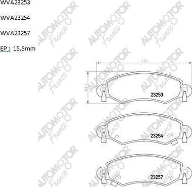 Automotor France PBP1248 - Тормозные колодки, дисковые, комплект avtokuzovplus.com.ua