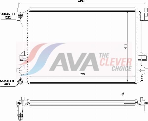 AVA VN2463 - Радіатор, охолодження двигуна autocars.com.ua