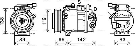 AVA HYK281 - Компресор, кондиціонер autocars.com.ua