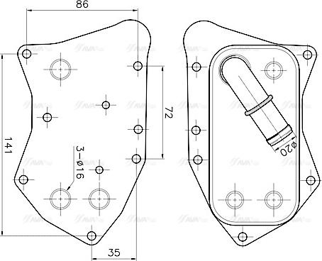 Ava Quality Cooling OL3749 - Масляний радіатор, рухове масло autocars.com.ua