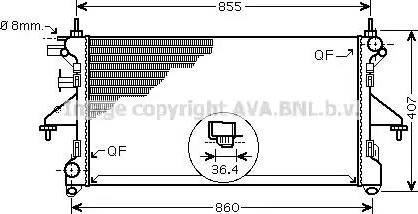 Ava Quality Cooling PE 2304 - Радіатор, охолодження двигуна autocars.com.ua