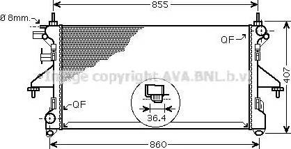 Ava Quality Cooling PEA2305 - Радіатор, охолодження двигуна autocars.com.ua