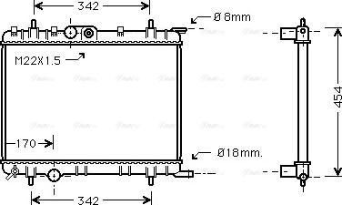 Ava Quality Cooling PEA2206 - Радиатор, охлаждение двигателя avtokuzovplus.com.ua