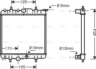 Ava Quality Cooling PEA2224 - Радіатор, охолодження двигуна autocars.com.ua