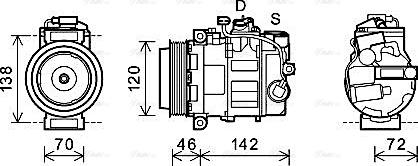 Ava Quality Cooling PRAK074 - Компресор, кондиціонер autocars.com.ua