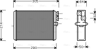 Ava Quality Cooling VOA6110 - Радиатор отопителя Volvo S60  S80  V70  XC70  XC90 autodnr.net