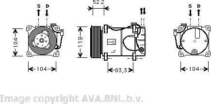 Ava Quality Cooling VO K053 - Компресор, кондиціонер autocars.com.ua