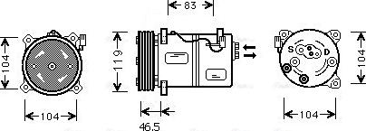 Ava Quality Cooling VO K095 - Компресор, кондиціонер autocars.com.ua