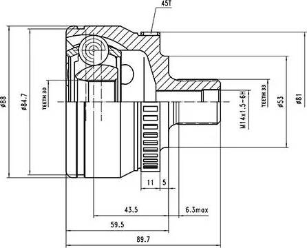 Aywiparts AW1510013A - Шарнірний комплект, ШРУС, приводний вал autocars.com.ua