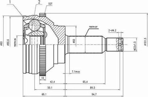 Aywiparts AW1510020A - Шарнірний комплект, ШРУС, приводний вал autocars.com.ua