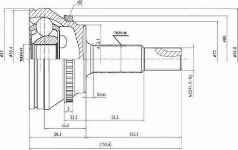 Aywiparts AW1510038A - Шарнірний комплект, ШРУС, приводний вал autocars.com.ua