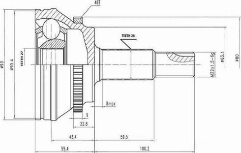 Aywiparts AW1510357A - Шарнірний комплект, ШРУС, приводний вал autocars.com.ua