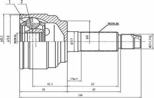 Aywiparts AW1510358 - Шарнирный комплект, ШРУС, приводной вал autodnr.net