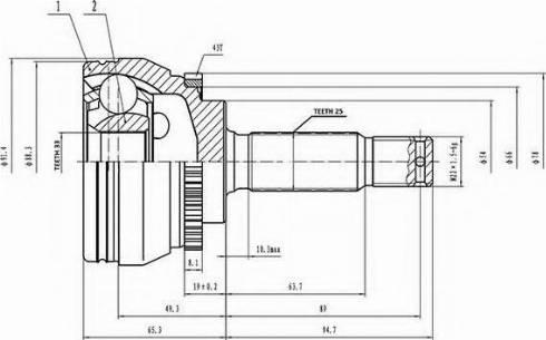 Aywiparts AW1510825A - Шарнірний комплект, ШРУС, приводний вал autocars.com.ua