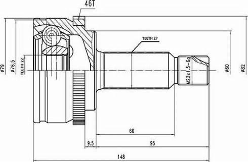 Aywiparts AW1511049A - Шарнірний комплект, ШРУС, приводний вал autocars.com.ua