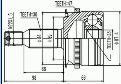 Aywiparts AW1511205A - Шарнирный комплект, ШРУС, приводной вал autodnr.net