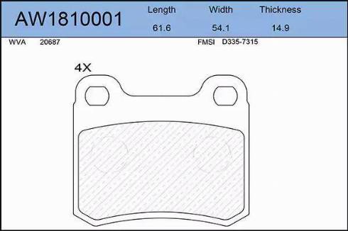 Aywiparts AW1810001 - Гальмівні колодки, дискові гальма autocars.com.ua