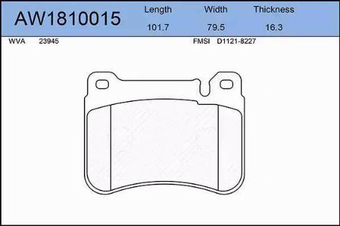 Aywiparts AW1810015 - Гальмівні колодки, дискові гальма autocars.com.ua