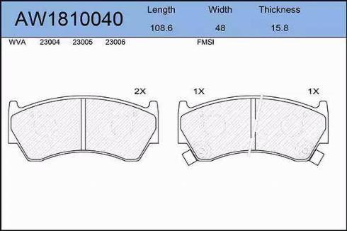 Aywiparts AW1810040 - Гальмівні колодки, дискові гальма autocars.com.ua