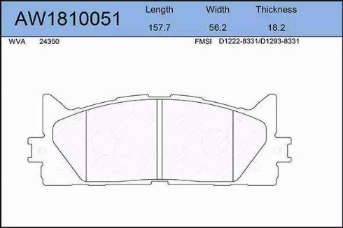 Aywiparts AW1810051 - Гальмівні колодки, дискові гальма autocars.com.ua