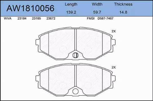 Aywiparts AW1810056 - Гальмівні колодки, дискові гальма autocars.com.ua