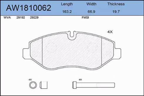 Aywiparts AW1810062 - Тормозные колодки, дисковые, комплект autodnr.net