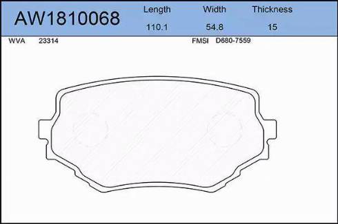 Aywiparts AW1810068 - Гальмівні колодки, дискові гальма autocars.com.ua