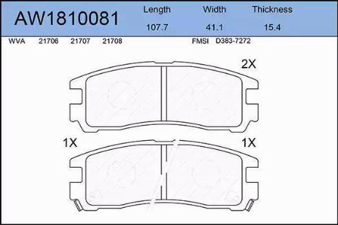 Aywiparts AW1810081 - Гальмівні колодки, дискові гальма autocars.com.ua