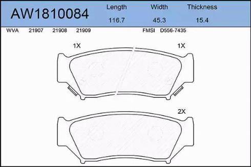 Aywiparts AW1810084 - Гальмівні колодки, дискові гальма autocars.com.ua