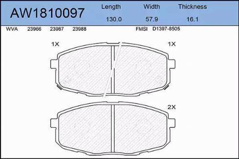 Aywiparts AW1810097 - Тормозные колодки, дисковые, комплект autodnr.net