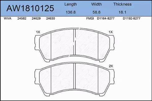 Aywiparts AW1810125 - Тормозные колодки, дисковые, комплект autodnr.net