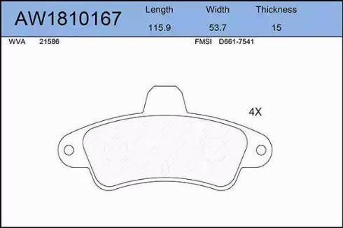 Aywiparts AW1810167 - Гальмівні колодки, дискові гальма autocars.com.ua