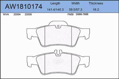 Aywiparts AW1810174 - Гальмівні колодки, дискові гальма autocars.com.ua