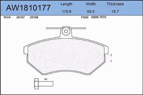 Aywiparts AW1810177 - Тормозные колодки, дисковые, комплект autodnr.net