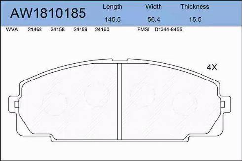 Aywiparts AW1810185 - Тормозные колодки, дисковые, комплект autodnr.net