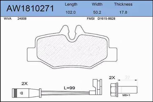 Aywiparts AW1810271 - Тормозные колодки, дисковые, комплект autodnr.net