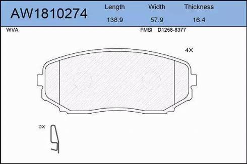 Aywiparts AW1810274 - Тормозные колодки, дисковые, комплект autodnr.net