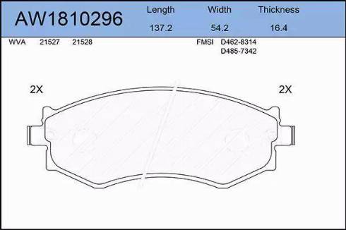 Aywiparts AW1810296 - Гальмівні колодки, дискові гальма autocars.com.ua