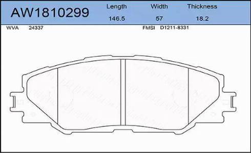 Aywiparts AW1810299 - Гальмівні колодки, дискові гальма autocars.com.ua