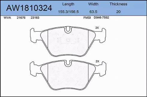 Aywiparts AW1810324 - Гальмівні колодки, дискові гальма autocars.com.ua