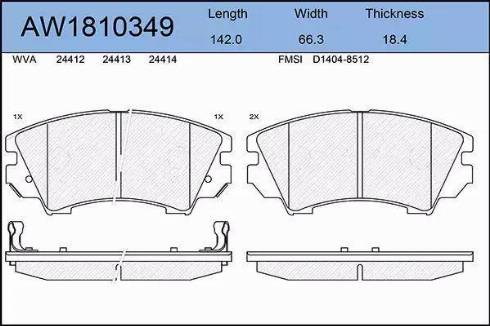 Aywiparts AW1810349 - Гальмівні колодки, дискові гальма autocars.com.ua