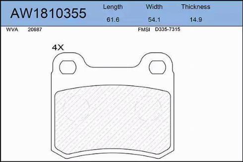 Aywiparts AW1810355 - Гальмівні колодки, дискові гальма autocars.com.ua