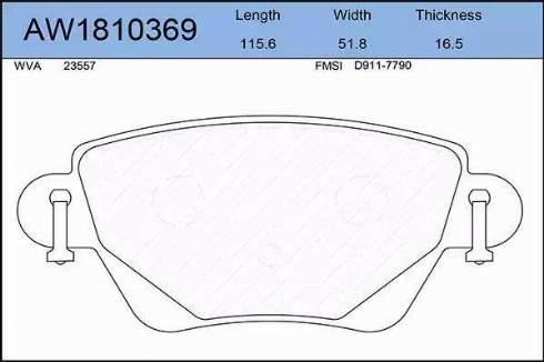 Aywiparts AW1810369 - Гальмівні колодки, дискові гальма autocars.com.ua