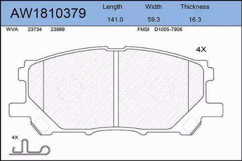 Aywiparts AW1810379 - Тормозные колодки, дисковые, комплект autodnr.net