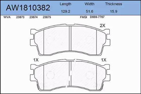 Aywiparts AW1810382 - Тормозные колодки, дисковые, комплект autodnr.net