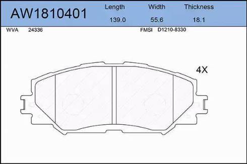 Aywiparts AW1810401 - Тормозные колодки, дисковые, комплект autodnr.net