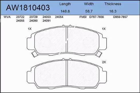 Aywiparts AW1810403 - Гальмівні колодки, дискові гальма autocars.com.ua